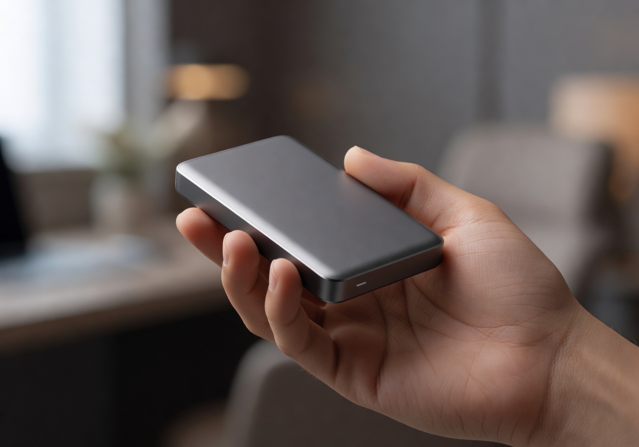 Vivaplaysurg Travel Mini power bank held in hand